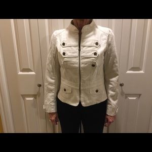 Women’s white canvas double breasted jacket